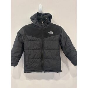 The North Face Boys Reversible Jacket XS (6) Black Hooded Puffer Fleece